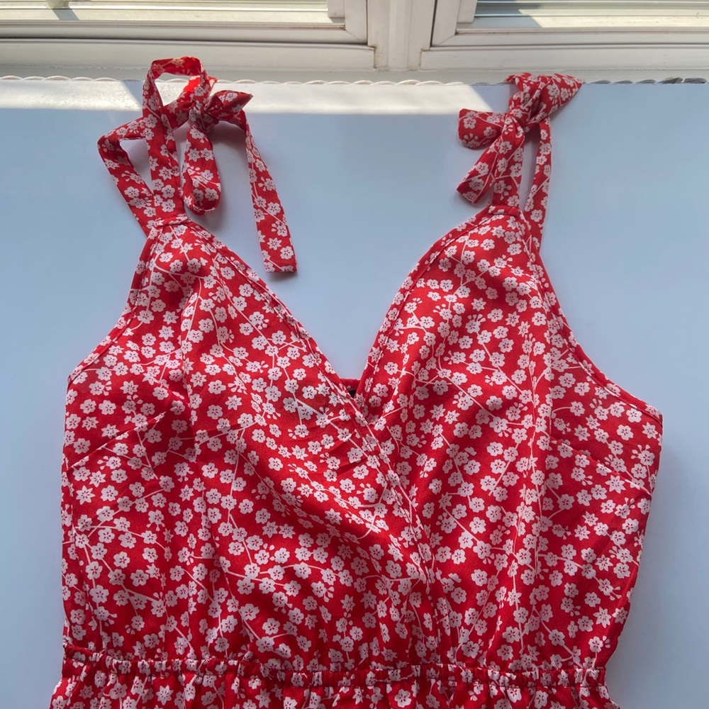 Red floral dress